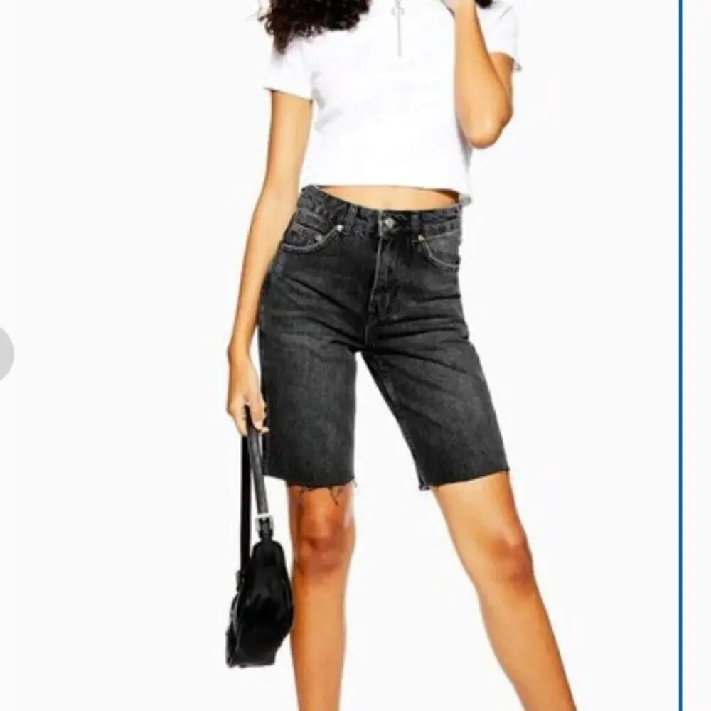 Topshop Long Black Denim Shorts NWT Inseam 9